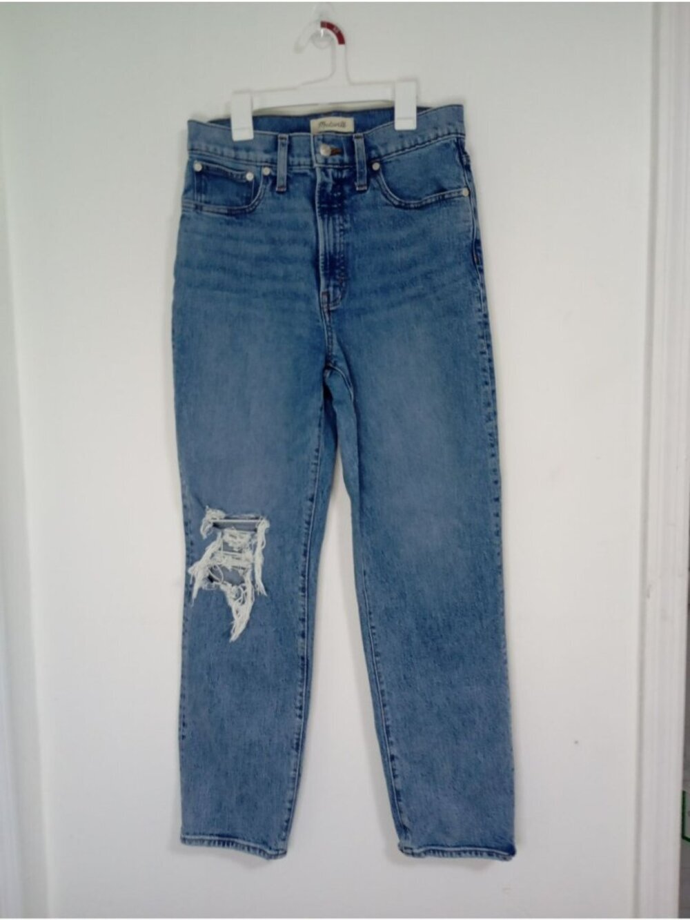 Madewell Womens Vintage Straight Jeans Size 28 Distressed Light Wash High Rise